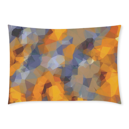 psychedelic geometric polygon abstract pattern in orange brown blue Custom Rectangle Pillow Case 20x30 (One Side)