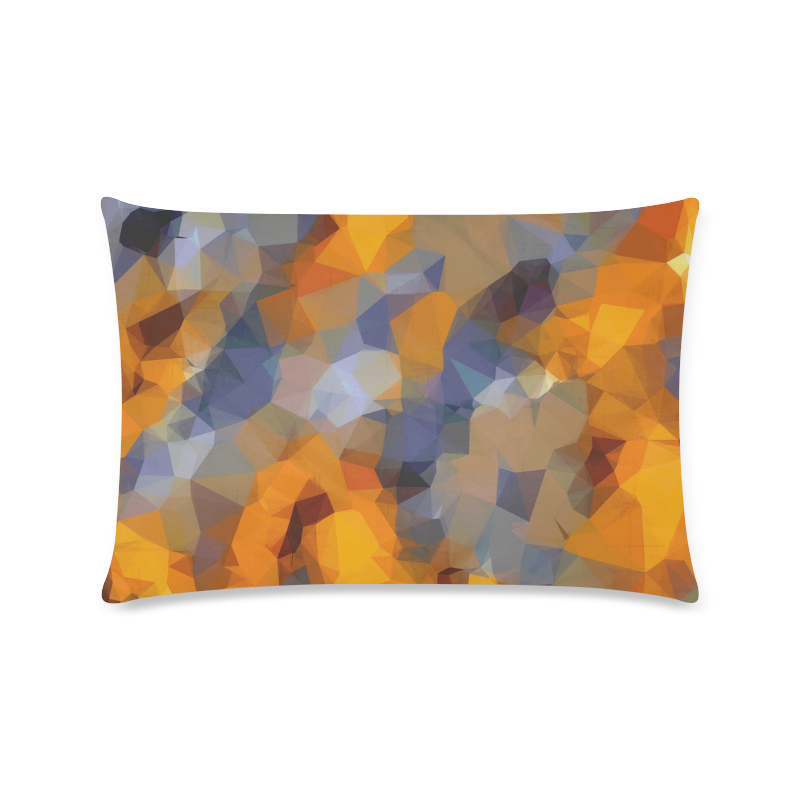 psychedelic geometric polygon abstract pattern in orange brown blue Custom Rectangle Pillow Case 16"x24" (one side)
