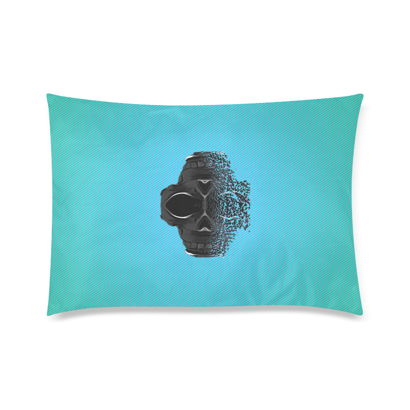 fractal black skull portrait with blue abstract background Custom Zippered Pillow Case 20"x30" (one side)