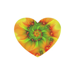 Hot Summer Green Orange Abstract Colorful Fractal Heart-shaped Mousepad