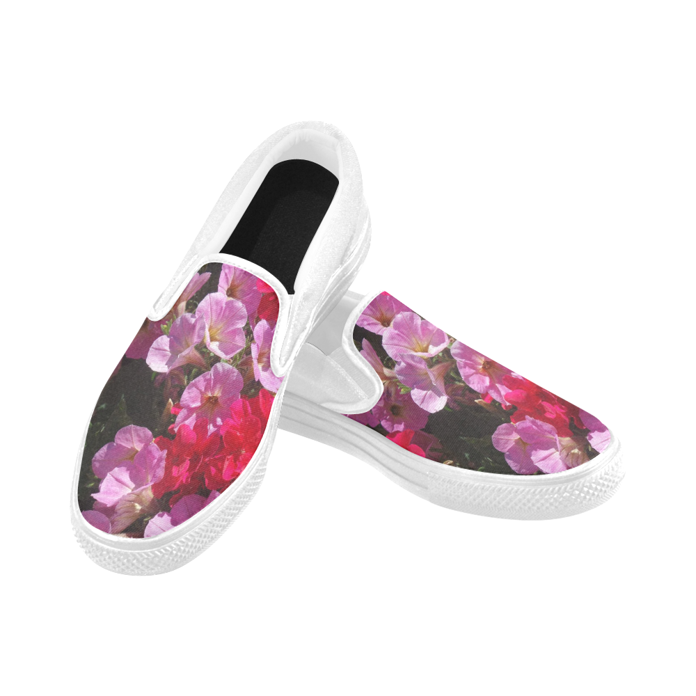 wonderful pink flower mix by JamColors Women's Unusual Slip-on Canvas Shoes (Model 019)