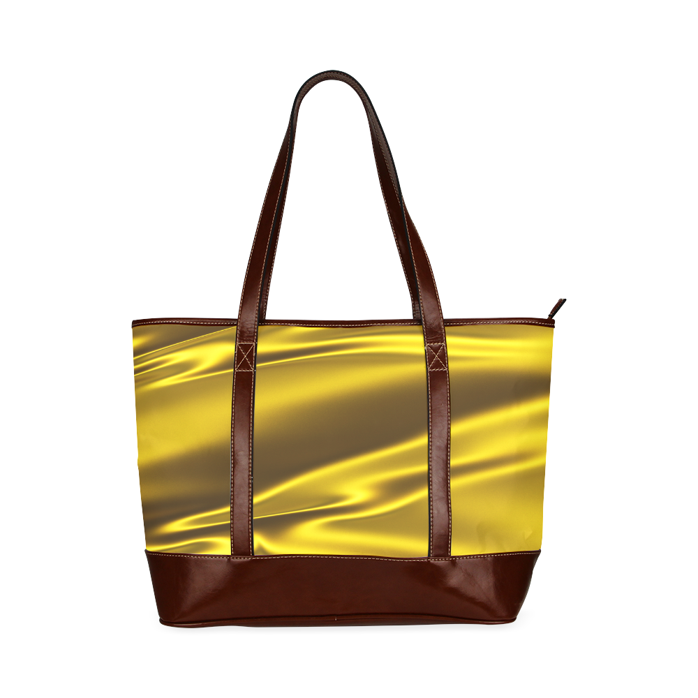 Vivid gold satin 3D texture Tote Handbag (Model 1642)