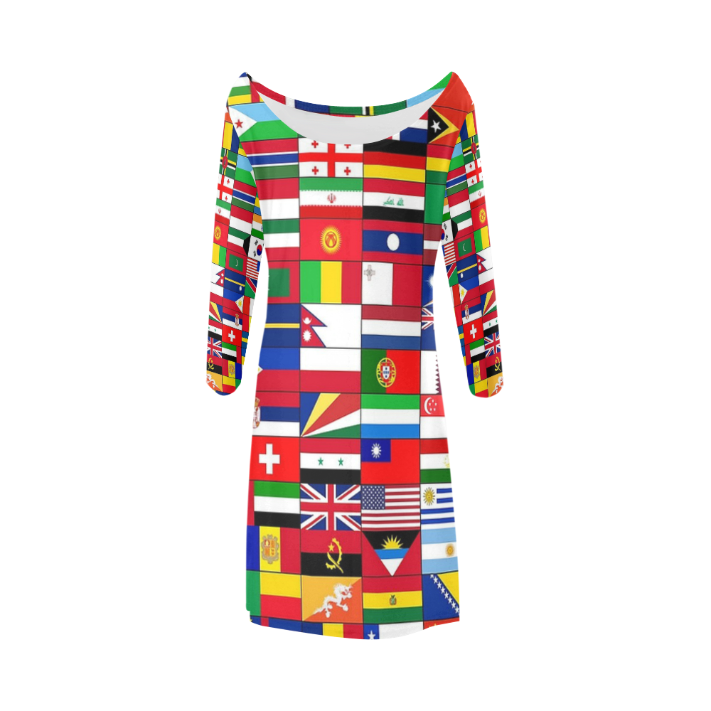 WORLD FLAGS 2 Bateau A-Line Skirt (D21)