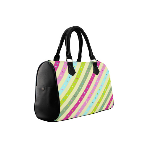 Pink Blue Green Polka Dots Stripes Boston Handbag (Model 1621)