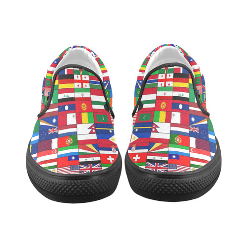 WORLD FLAGS 2 Men's Slip-on Canvas Shoes (Model 019)
