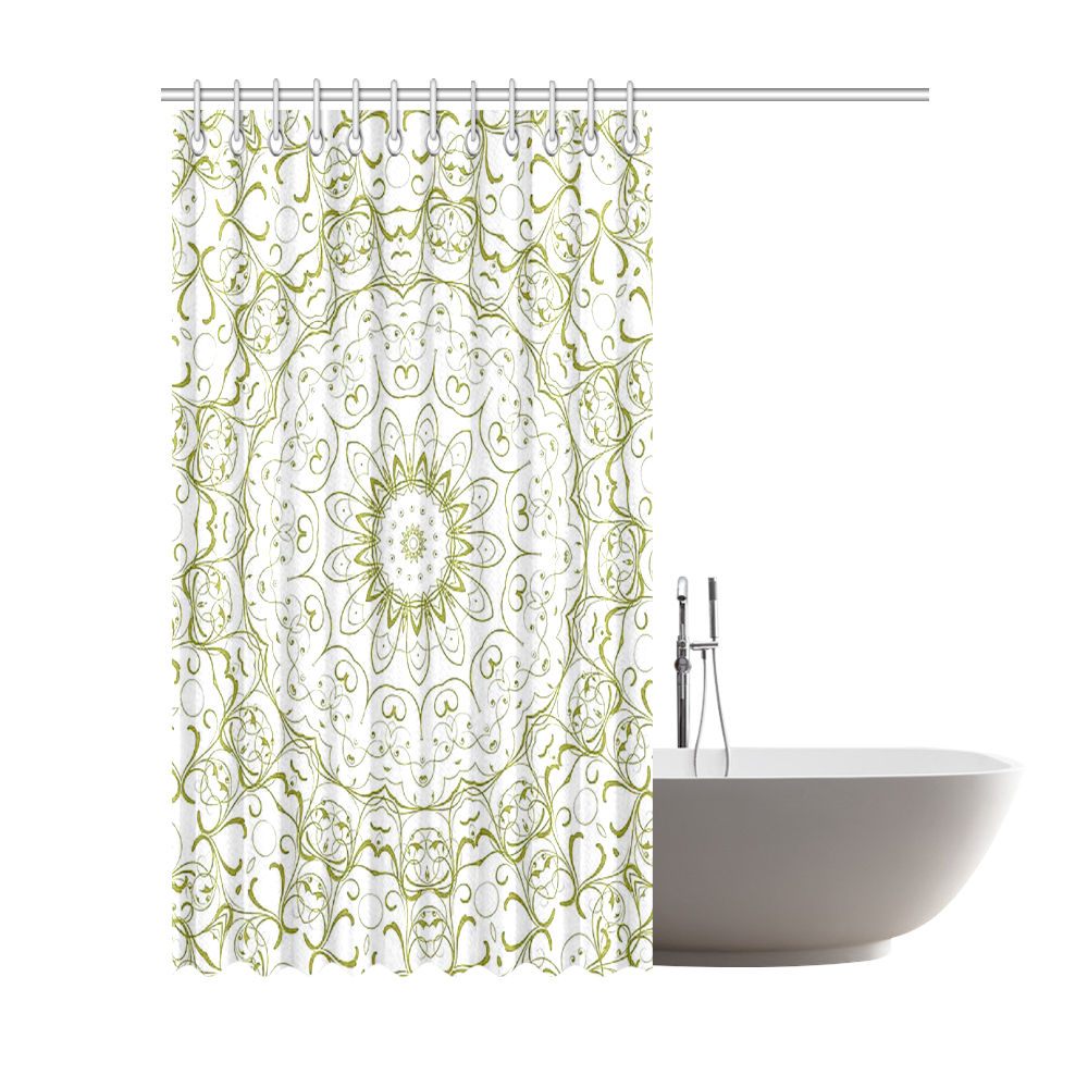 Gold Floral Lace Mandala Shower Curtain 72"x84"