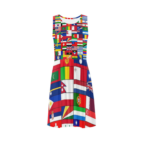 WORLD FLAGS 2 Sleeveless Ice Skater Dress (D19)