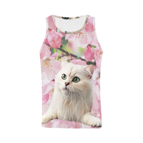 Cat and Flowers All Over Print Tank Top for Men (Model T43)