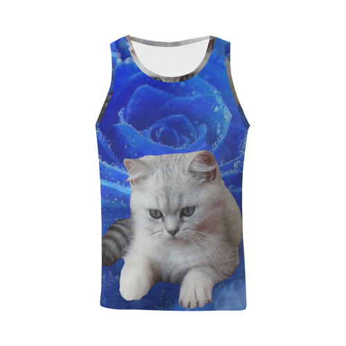 Cat and Rose All Over Print Tank Top for Men (Model T43)