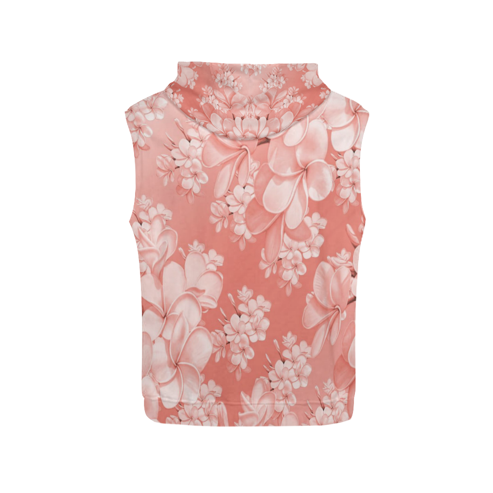 Delicate floral pattern,pink All Over Print Sleeveless Hoodie for Women (Model H15)
