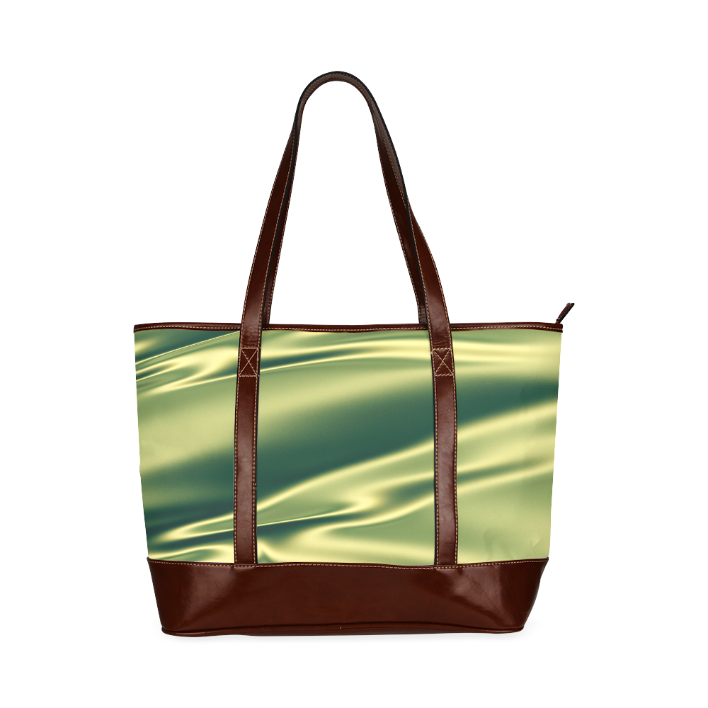 Green satin 3D texture Tote Handbag (Model 1642)