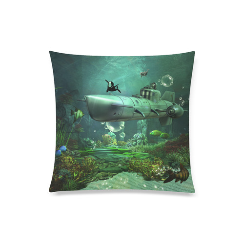 Awesome submarine with orca Custom Zippered Pillow Case 20"x20"(Twin Sides)