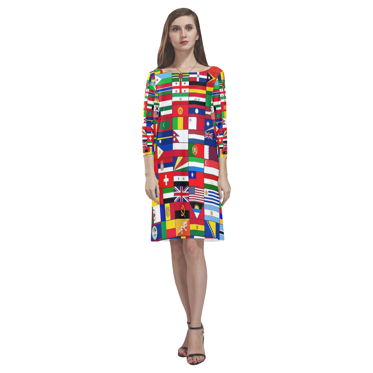 WORLD FLAGS 2 Rhea Loose Round Neck Dress(Model D22)