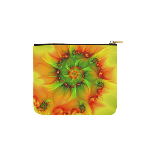 Hot Summer Green Orange Abstract Colorful Fractal Carry-All Pouch 6''x5''