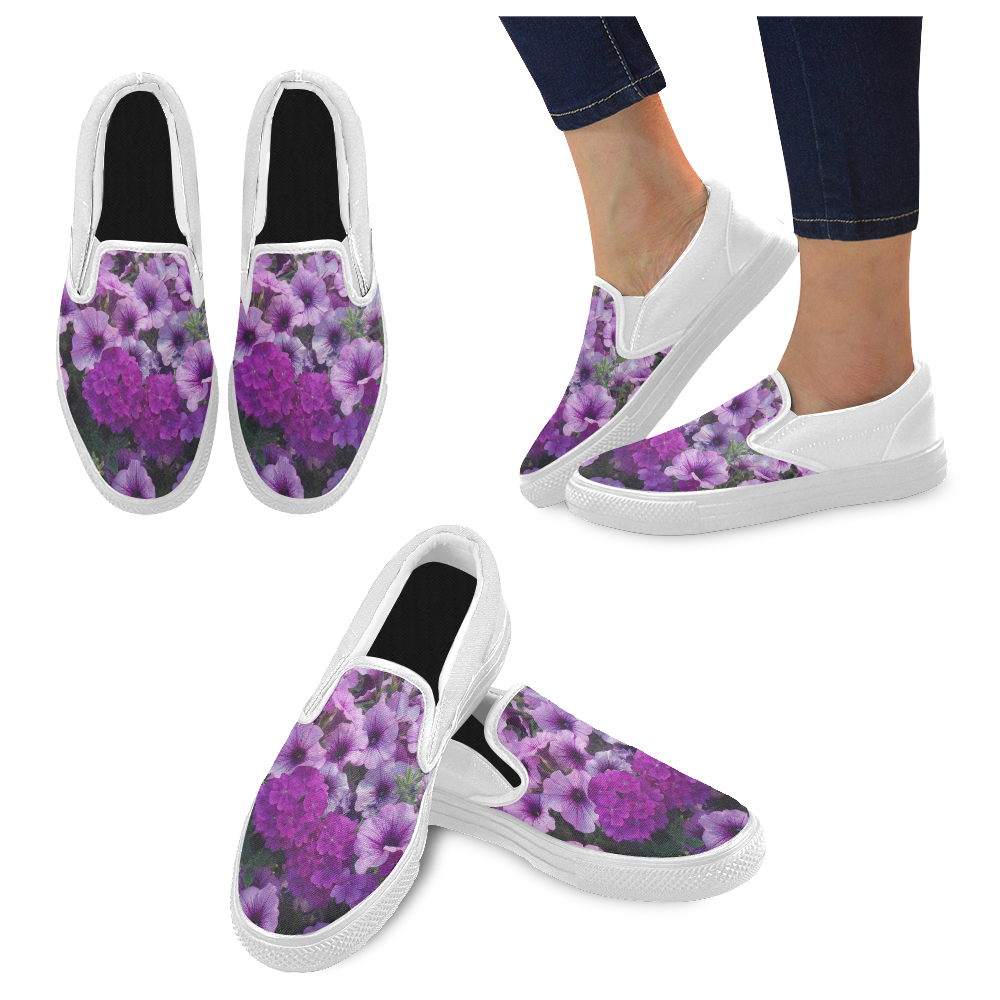 wonderful lilac flower mix by JamColors Women's Unusual Slip-on Canvas Shoes (Model 019)