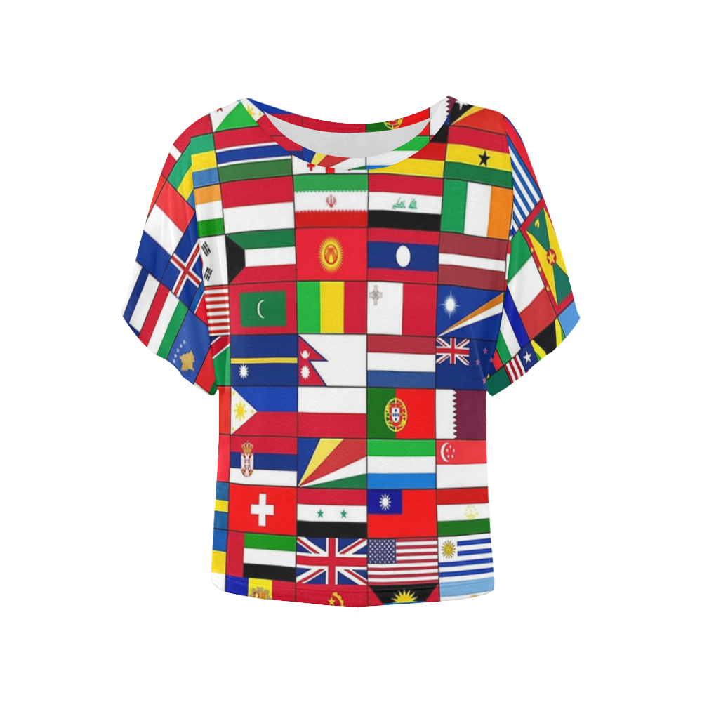 WORLD FLAGS 2 Women's Batwing-Sleeved Blouse T shirt (Model T44)