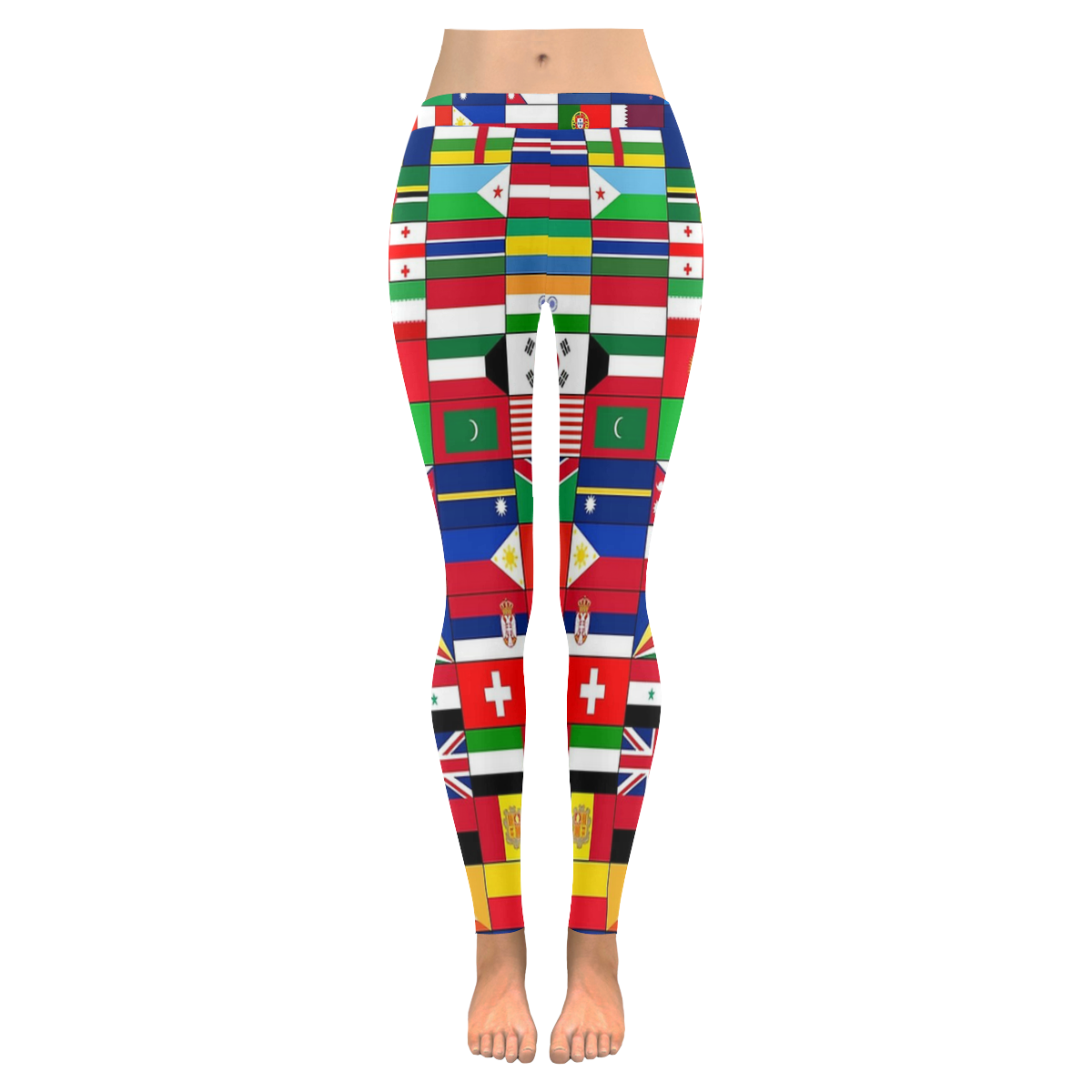 WORLD FLAGS 2 Women's Low Rise Leggings (Invisible Stitch) (Model L05)