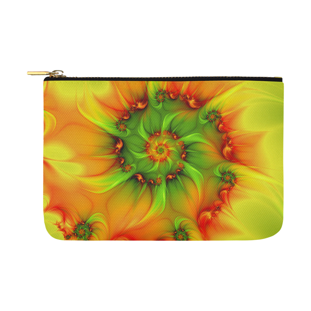 Hot Summer Green Orange Abstract Colorful Fractal Carry-All Pouch 12.5''x8.5''