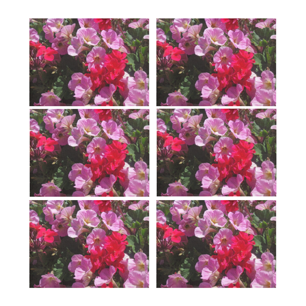 wonderful pink flower mix by JamColors Placemat 14’’ x 19’’ (Set of 6)