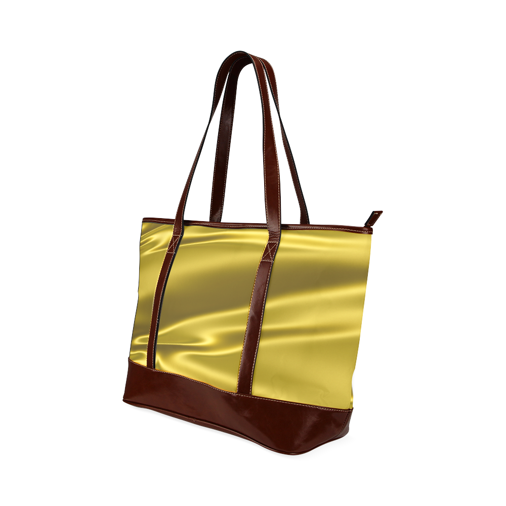Gold satin 3D texture Tote Handbag (Model 1642)