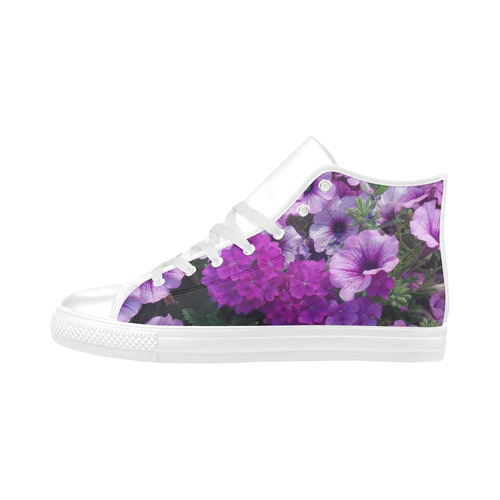 wonderful lilac flower mix by JamColors Aquila High Top Microfiber Leather Women's Shoes (Model 032)