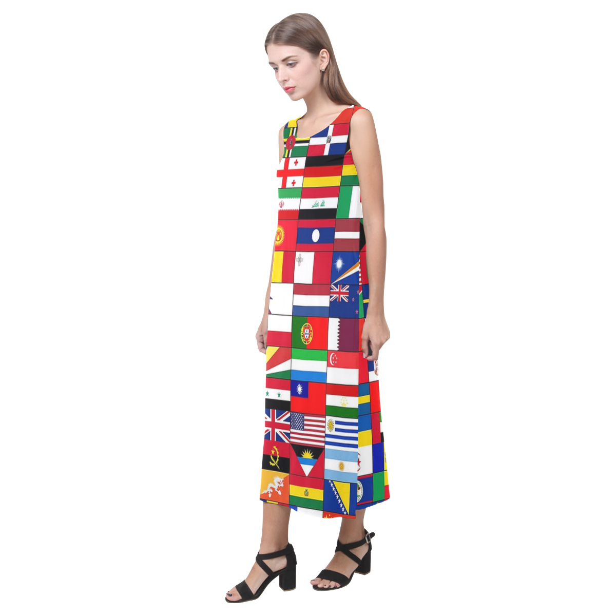 WORLD FLAGS 2 Phaedra Sleeveless Open Fork Long Dress (Model D08)