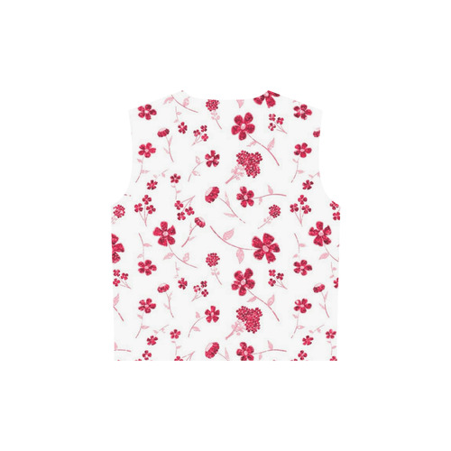 sweet sparkling floral, red All Over Print Sleeveless Hoodie for Women (Model H15)