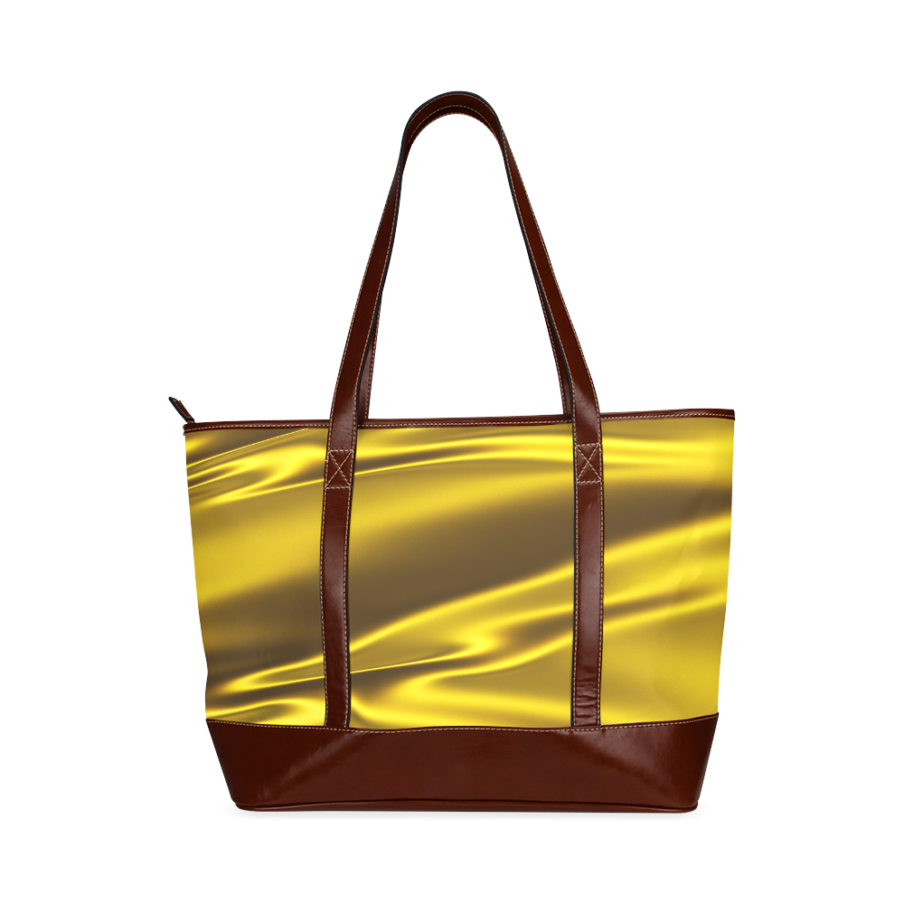 Vivid gold satin 3D texture Tote Handbag (Model 1642)