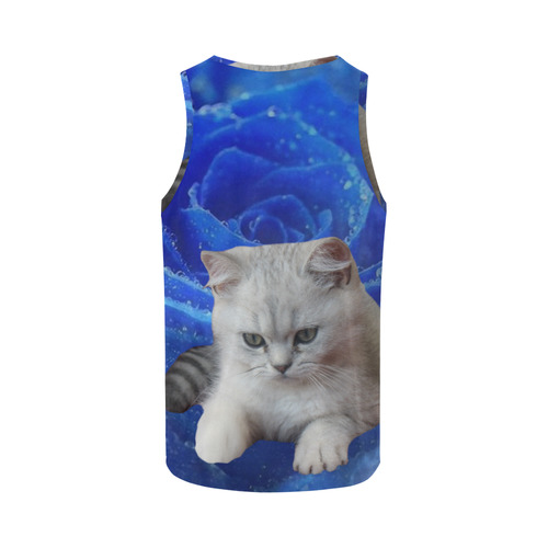 Cat and Rose All Over Print Tank Top for Men (Model T43)