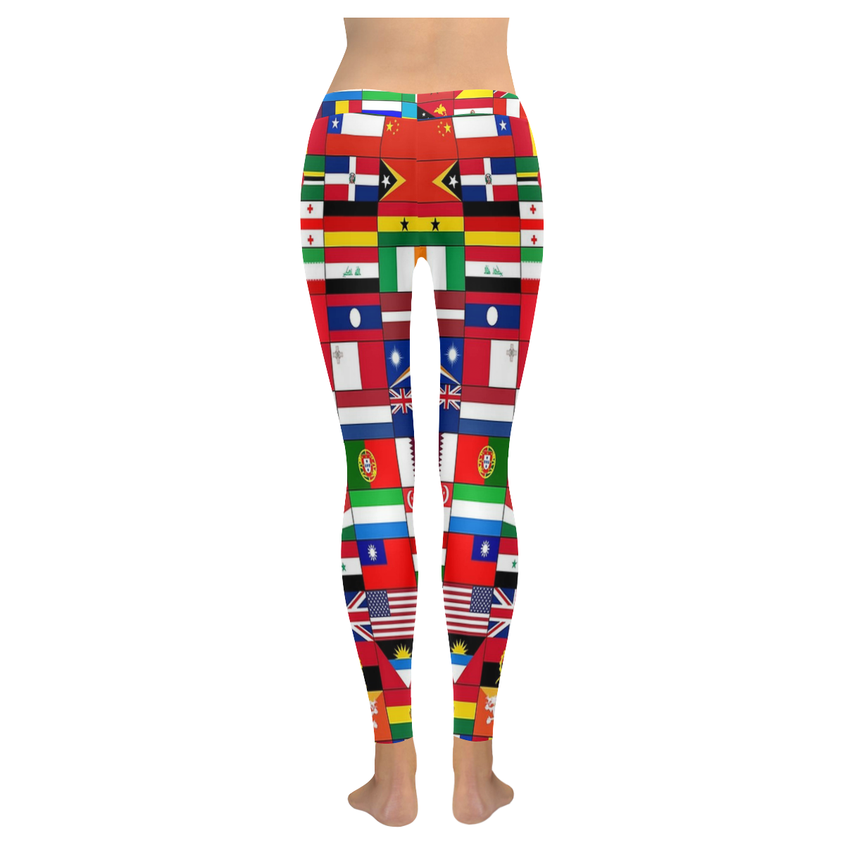 WORLD FLAGS 2 Women's Low Rise Leggings (Invisible Stitch) (Model L05)