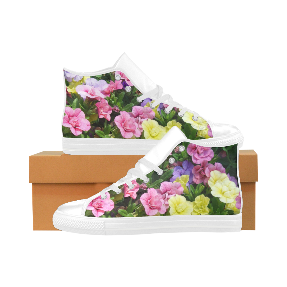 lovely flowers 17 by JamColors Aquila High Top Microfiber Leather Women's Shoes (Model 032)