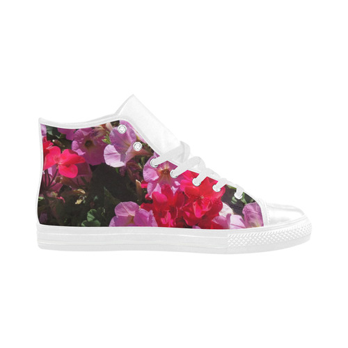 wonderful pink flower mix by JamColors Aquila High Top Microfiber Leather Women's Shoes (Model 032)