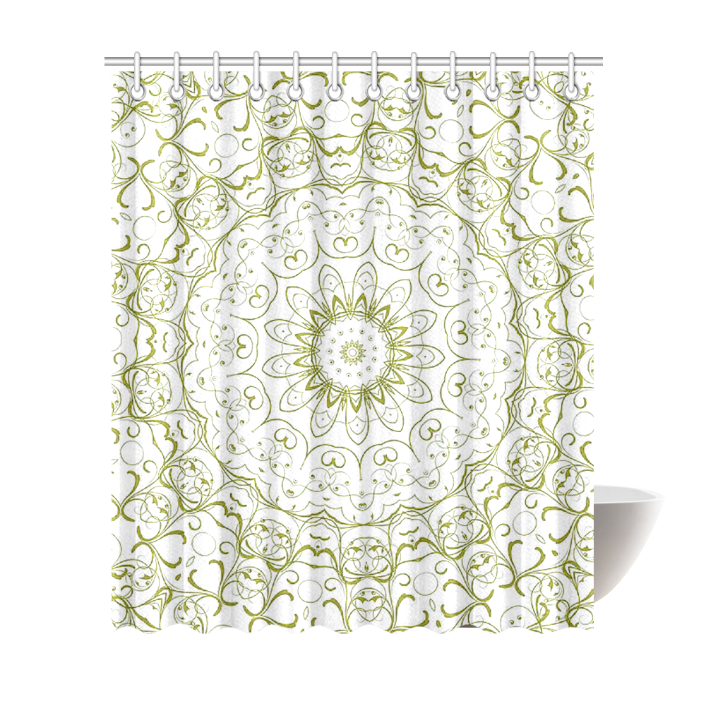 Gold Floral Lace Mandala Shower Curtain 72"x84"