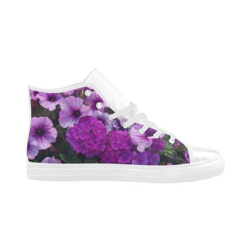 wonderful lilac flower mix by JamColors Aquila High Top Microfiber Leather Women's Shoes (Model 032)