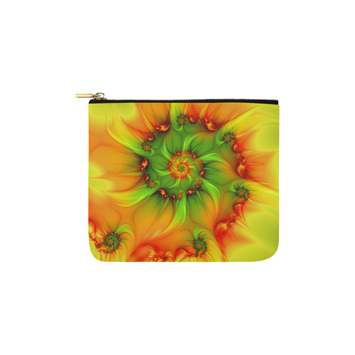Hot Summer Green Orange Abstract Colorful Fractal Carry-All Pouch 6''x5''