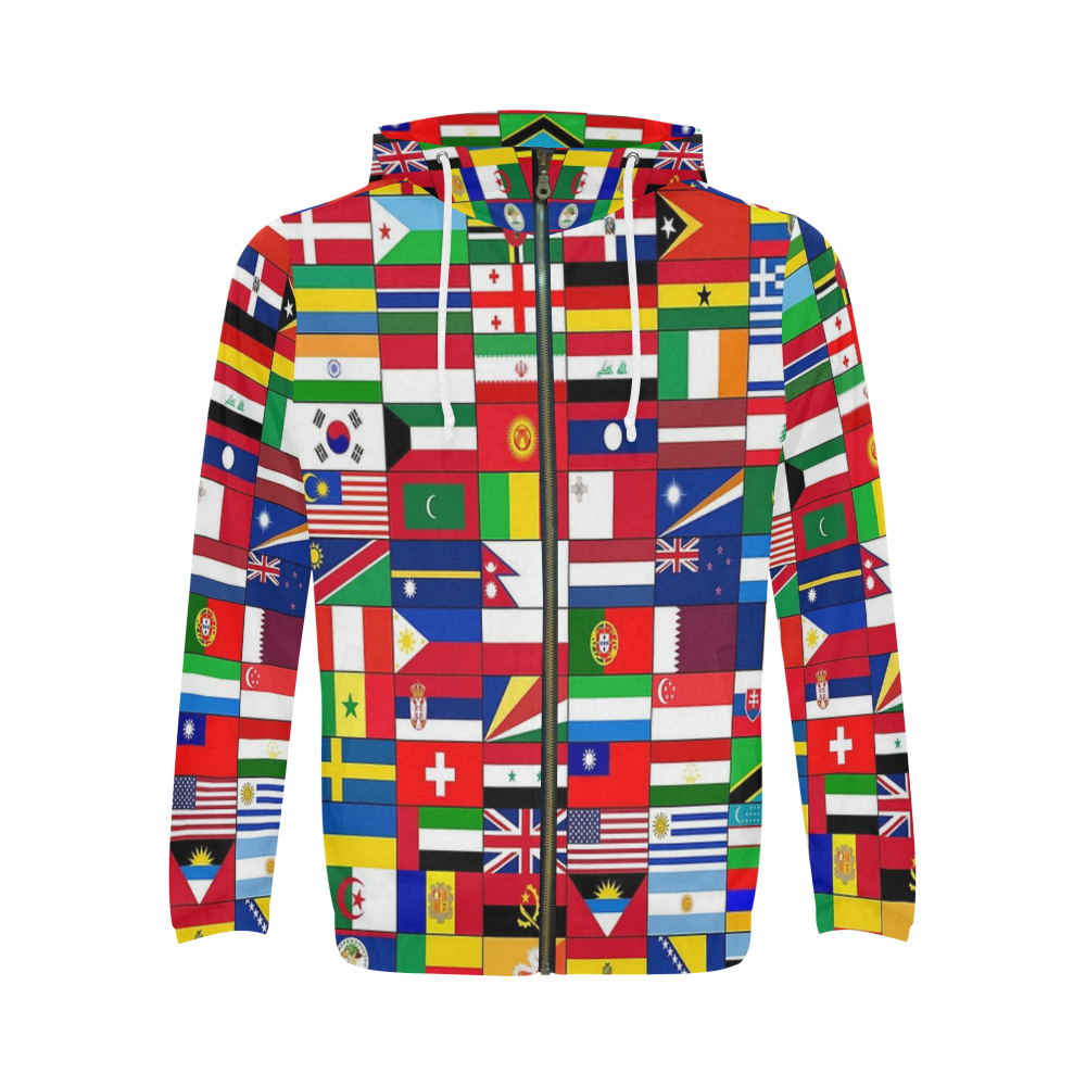WORLD FLAGS 2 All Over Print Full Zip Hoodie for Men (Model H14)