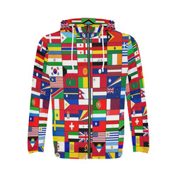 WORLD FLAGS 2 All Over Print Full Zip Hoodie for Men (Model H14)