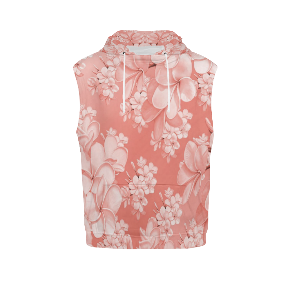 Delicate floral pattern,pink All Over Print Sleeveless Hoodie for Women (Model H15)