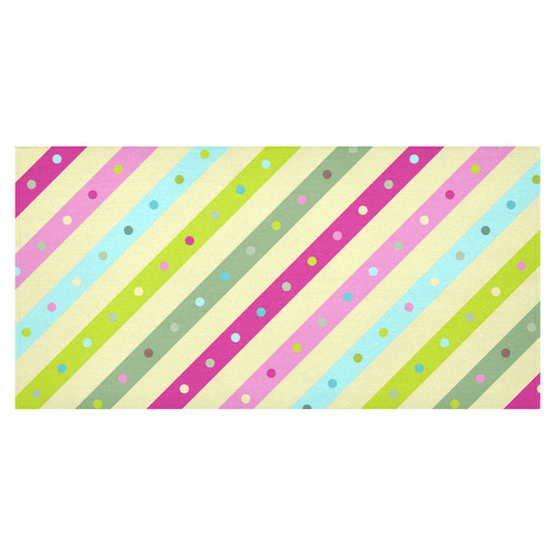 Pink Blue Green Polka Dots Stripes Cotton Linen Tablecloth 60"x120"