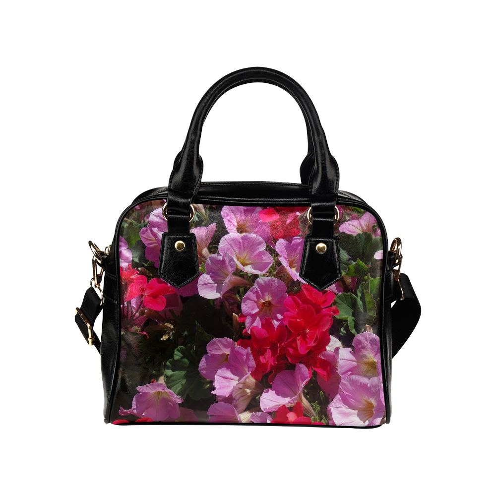 wonderful pink flower mix by JamColors Shoulder Handbag (Model 1634)