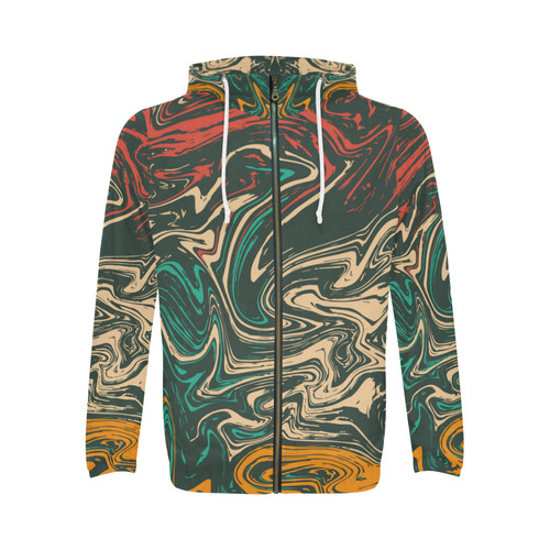 Colorful Marble All Over Print Full Zip Hoodie for Men (Model H14)