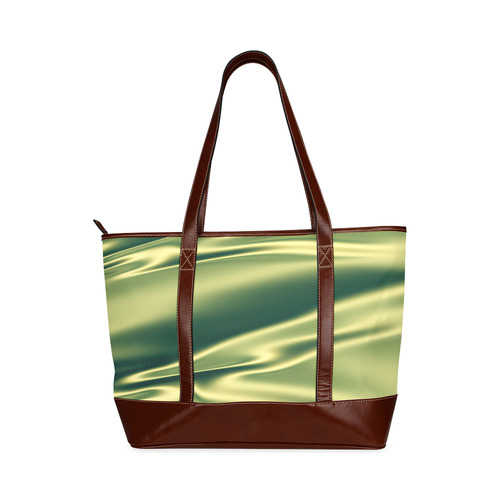 Green satin 3D texture Tote Handbag (Model 1642)