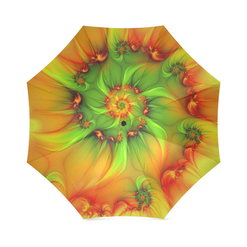 Hot Summer Green Orange Abstract Colorful Fractal Foldable Umbrella (Model U01)