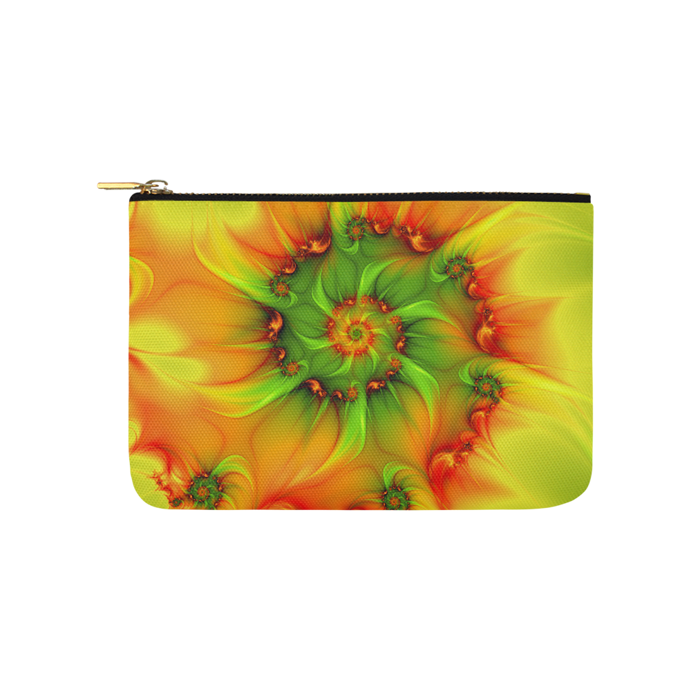 Hot Summer Green Orange Abstract Colorful Fractal Carry-All Pouch 9.5''x6''