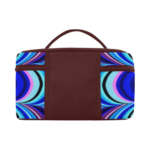 Neon blue striped mandala Brown Version Cosmetic Bag/Large (Model 1658)