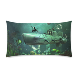 Awesome submarine with orca Rectangle Pillow Case 20"x36"(Twin Sides)