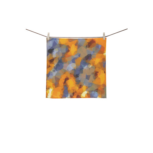 psychedelic geometric polygon abstract pattern in orange brown blue Square Towel 13“x13”