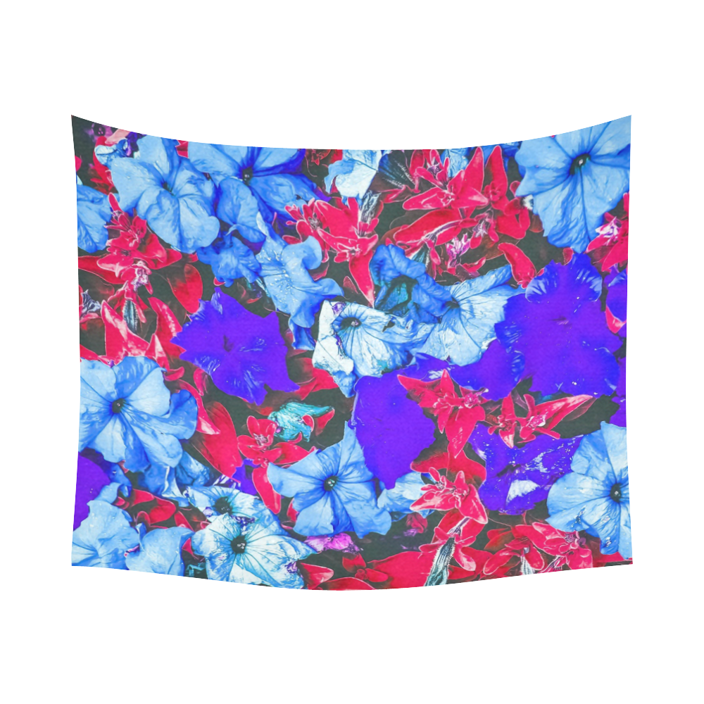 closeup flower texture abstract in blue purple red Cotton Linen Wall Tapestry 60"x 51"