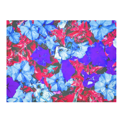 closeup flower texture abstract in blue purple red Cotton Linen Tablecloth 52"x 70"