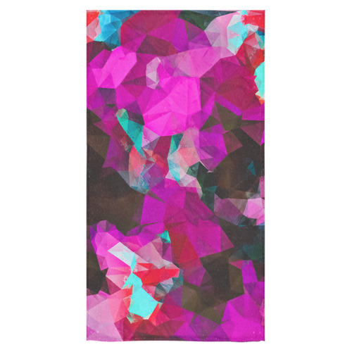 psychedelic geometric polygon abstract pattern in purple pink blue Bath Towel 30"x56"